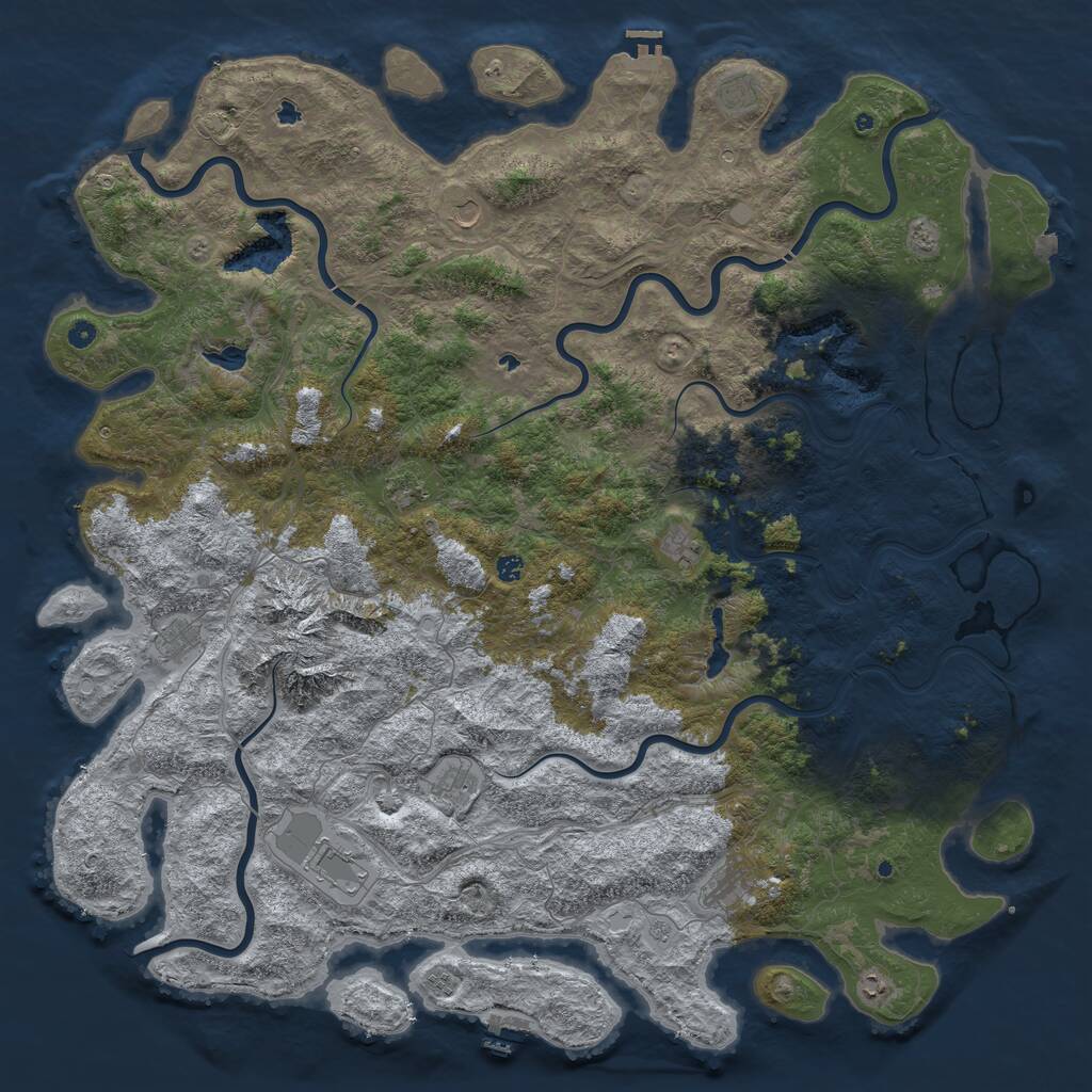 Rust Map: Procedural Map, Size: 6000, Seed: 397125335, 17 Monuments