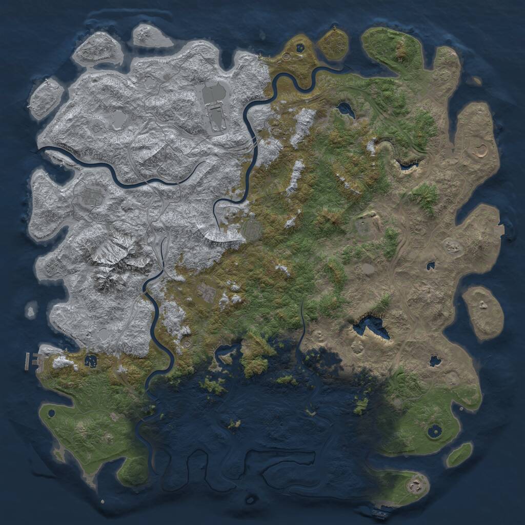 Rust Map: Procedural Map, Size: 6000, Seed: 101536480, 17 Monuments