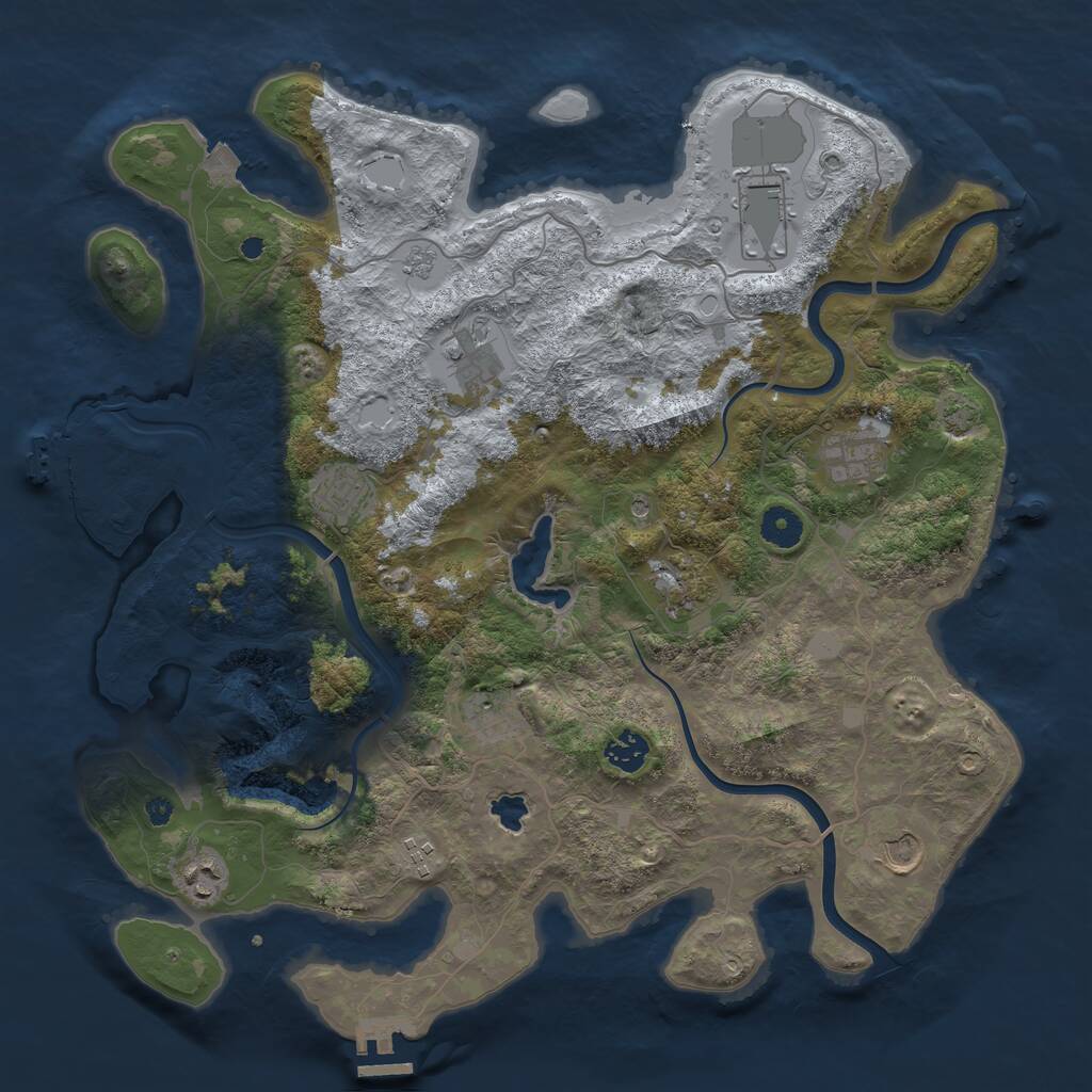 Rust Map: Procedural Map, Size: 4000, Seed: 414235, 16 Monuments