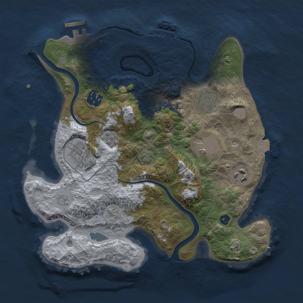 Rust Map: Procedural Map, Size: 3000, Seed: 555833, 12 Monuments