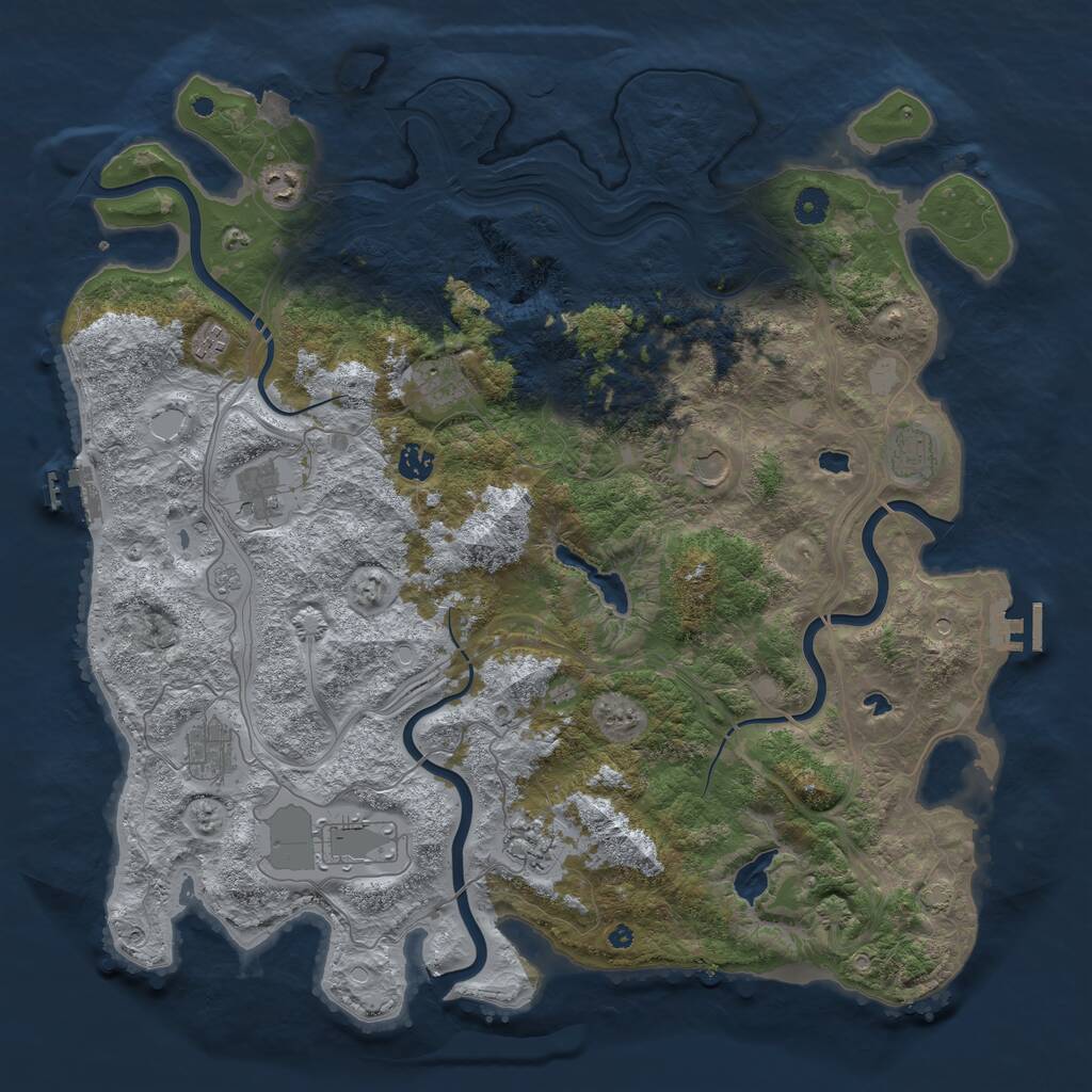Rust Map: Procedural Map, Size: 4500, Seed: 150467, 16 Monuments