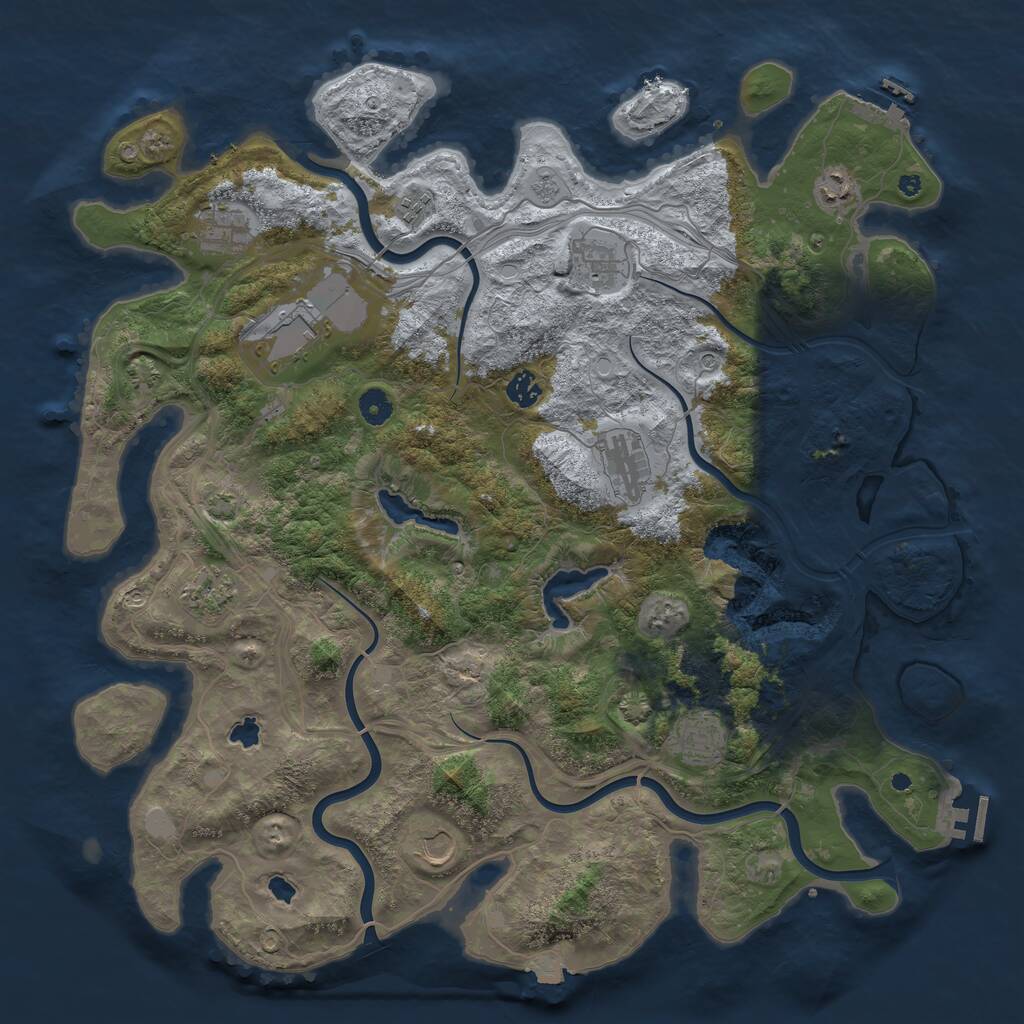 Rust Map: Procedural Map, Size: 4500, Seed: 402397, 16 Monuments