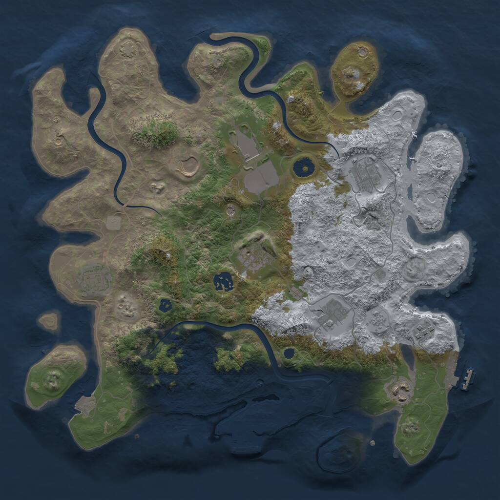 Rust Map: Procedural Map, Size: 3750, Seed: 1151285854, 15 Monuments