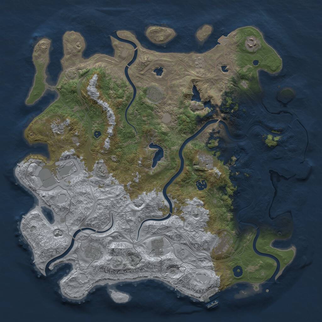 Rust Map: Procedural Map, Size: 4500, Seed: 266023, 16 Monuments