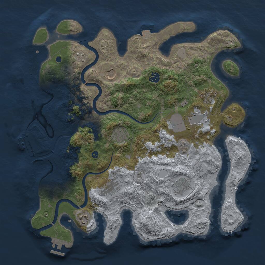 Rust Map: Procedural Map, Size: 3750, Seed: 398444669, 15 Monuments