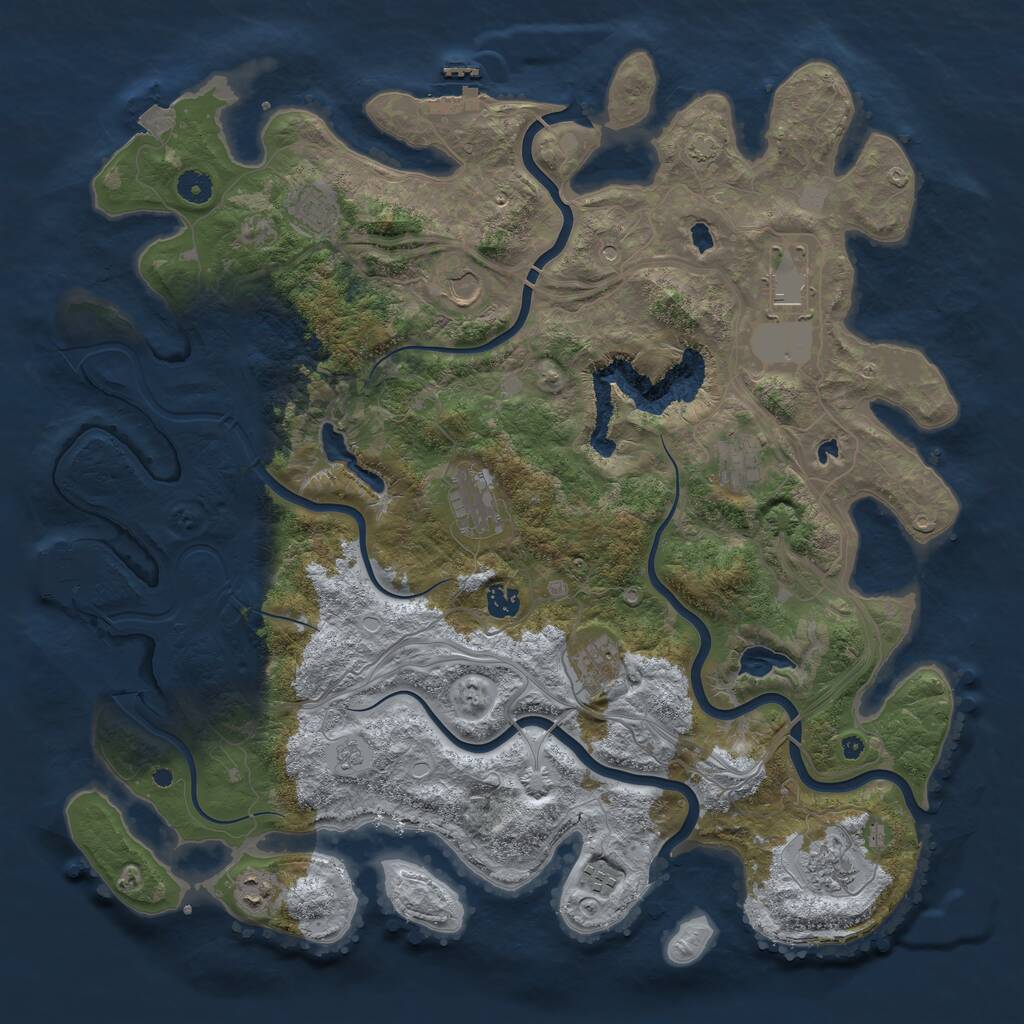 Rust Map: Procedural Map, Size: 4500, Seed: 777840786, 16 Monuments