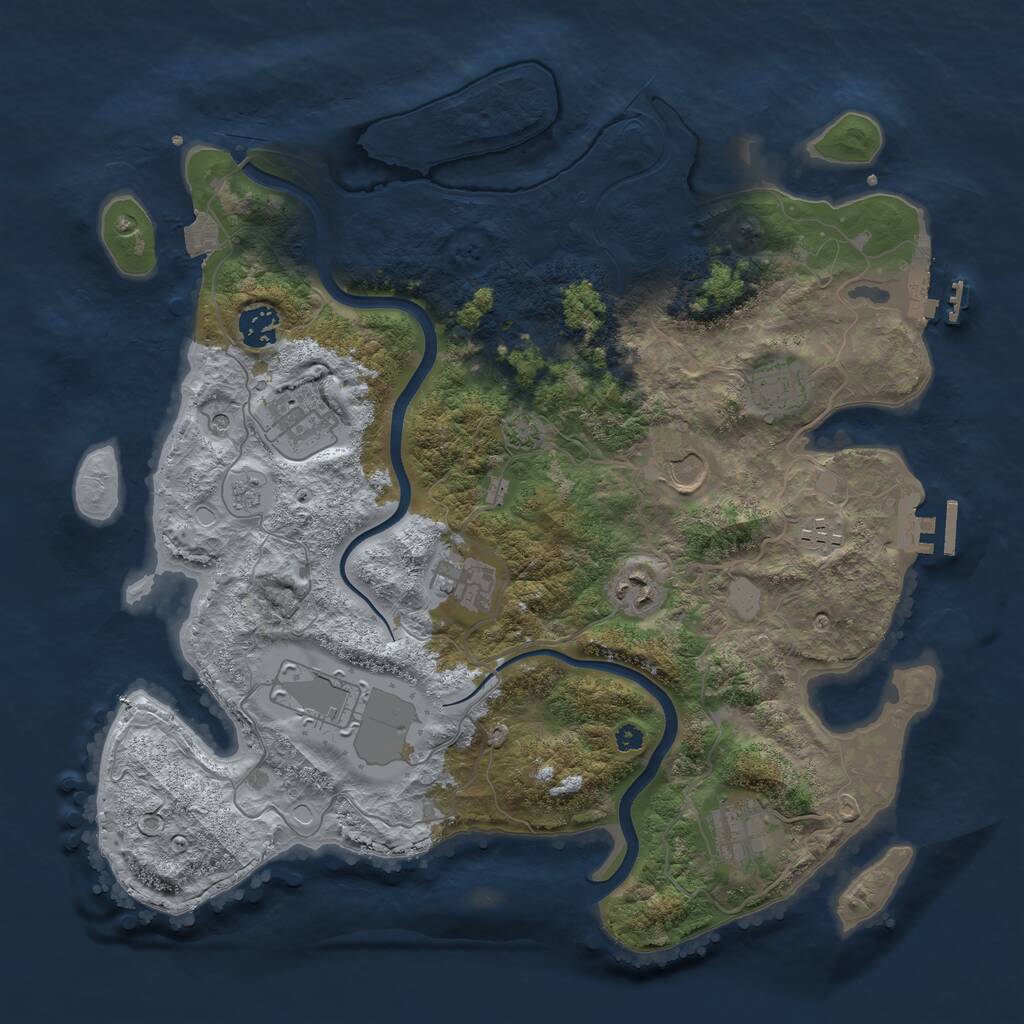 Rust Map: Procedural Map, Size: 3750, Seed: 676182617, 15 Monuments