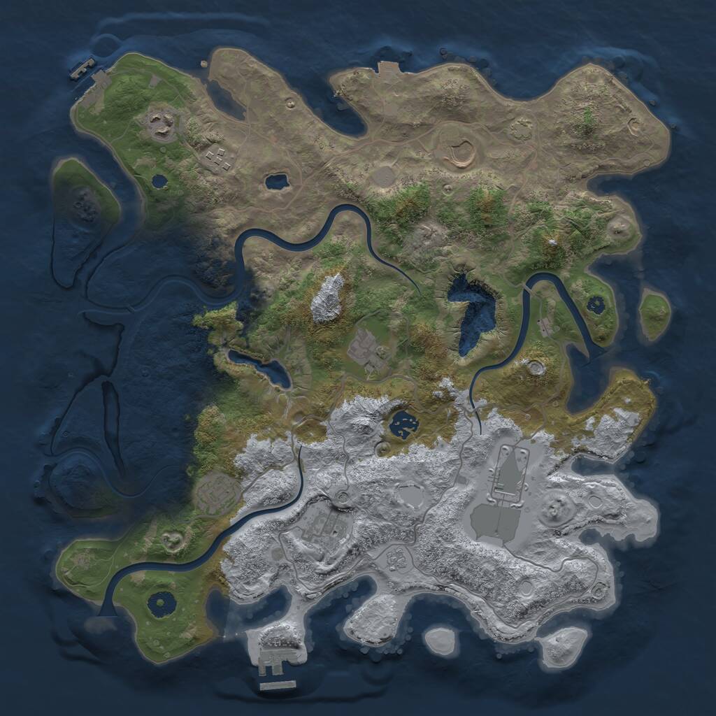 Rust Map: Procedural Map, Size: 4000, Seed: 114119928, 14 Monuments