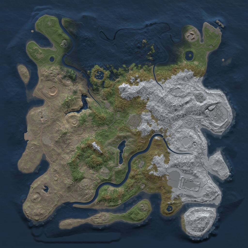 Rust Map: Procedural Map, Size: 4000, Seed: 257577, 13 Monuments