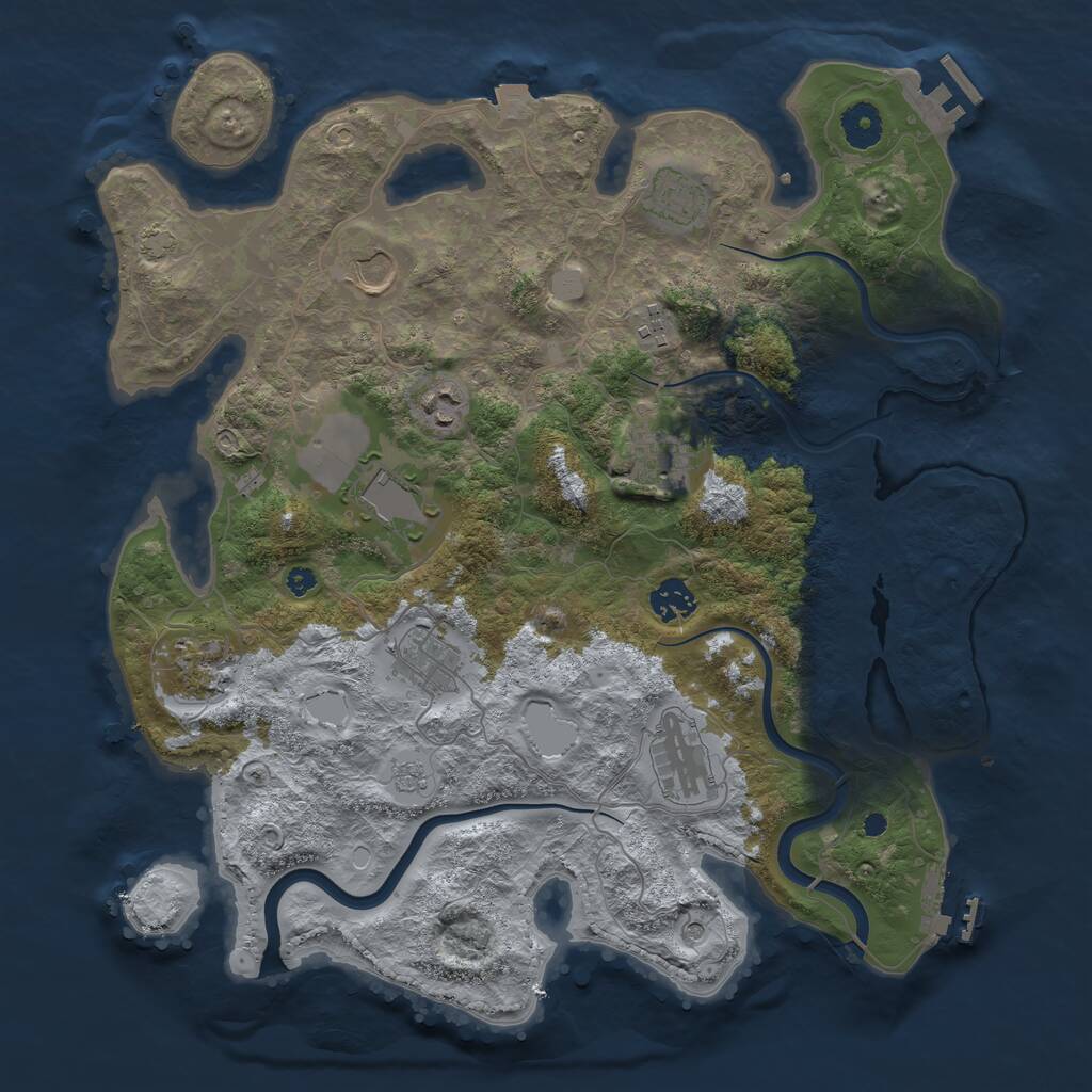 Rust Map: Procedural Map, Size: 3800, Seed: 1012377757, 16 Monuments