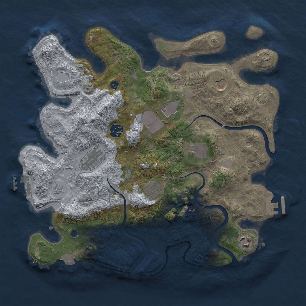 Rust Map: Procedural Map, Size: 3500, Seed: 307539, 14 Monuments