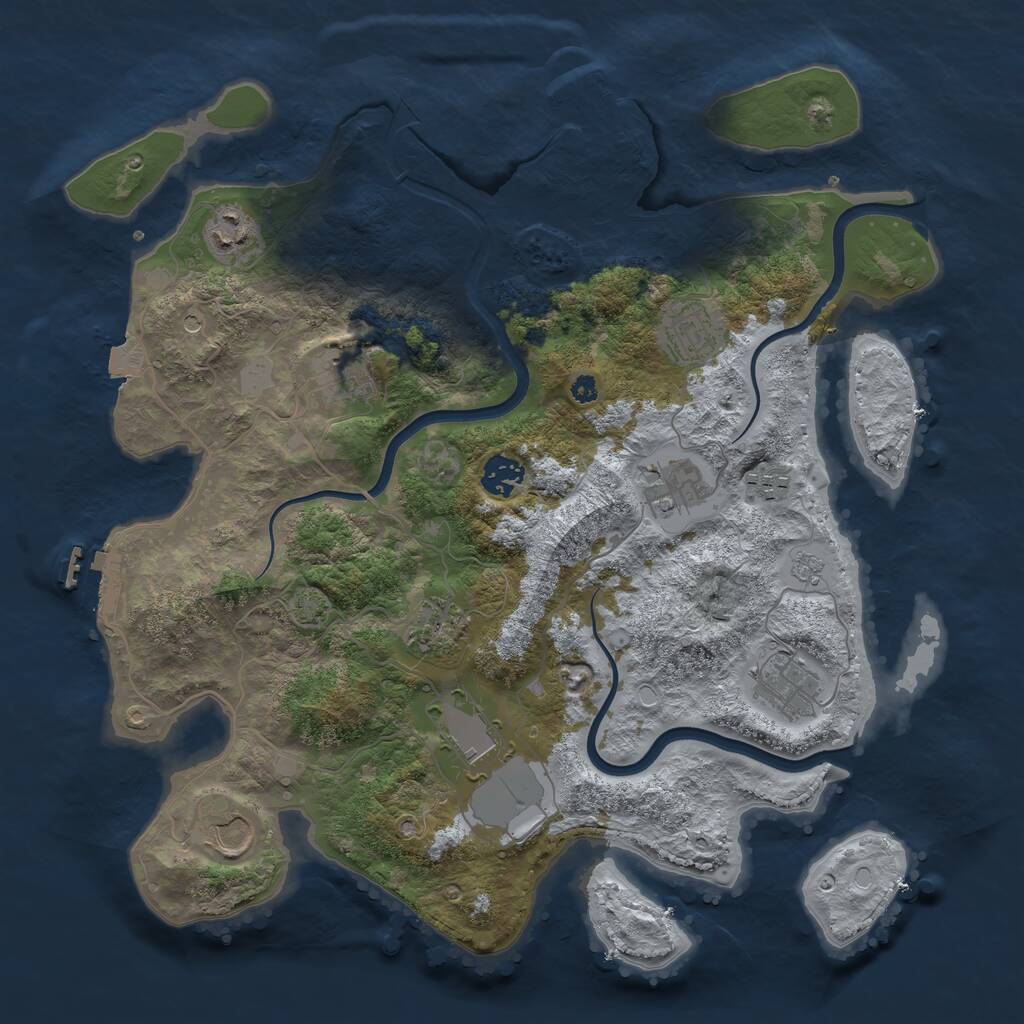 Rust Map: Procedural Map, Size: 3750, Seed: 1976894993, 16 Monuments
