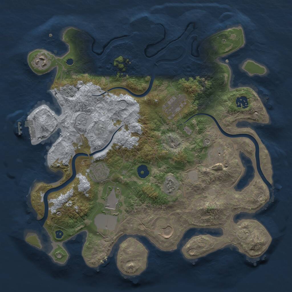 Rust Map: Procedural Map, Size: 3500, Seed: 515717, 14 Monuments
