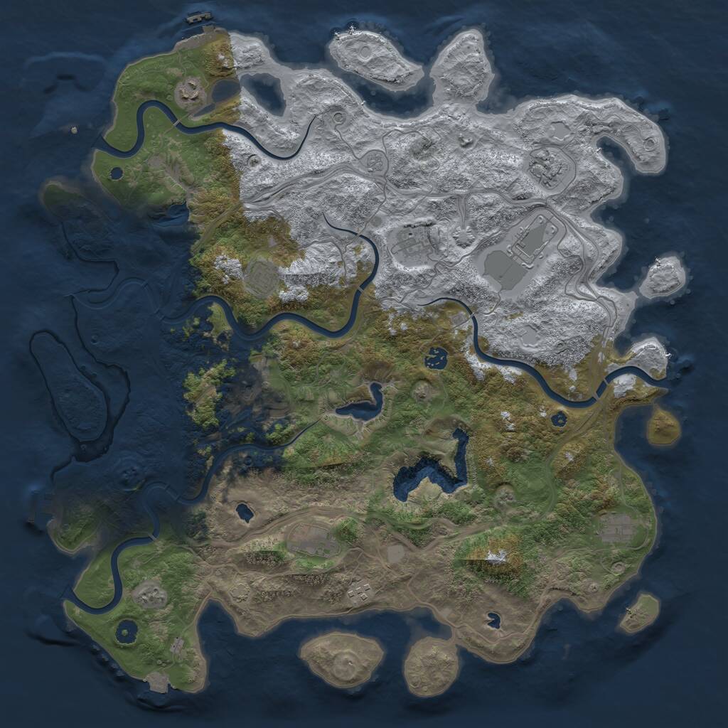 Rust Map: Procedural Map, Size: 4750, Seed: 370390, 16 Monuments