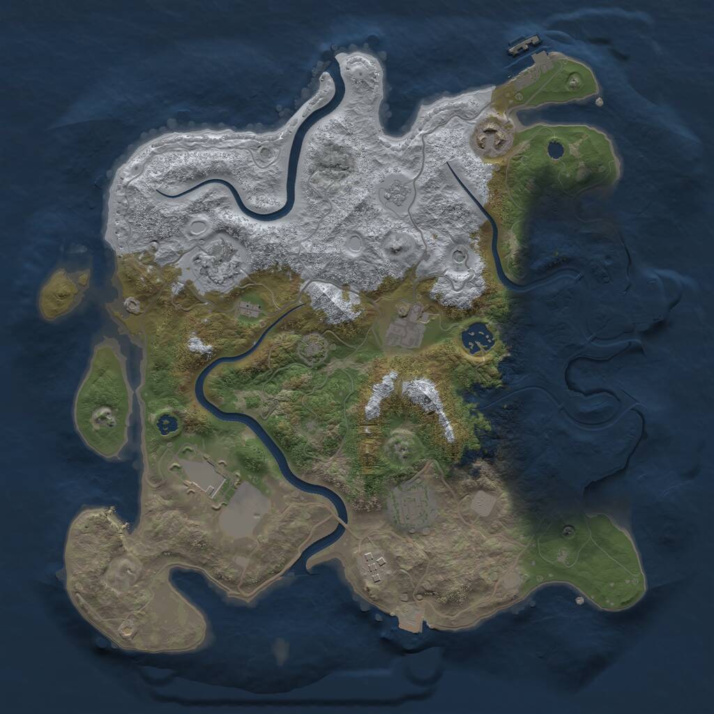Rust Map: Procedural Map, Size: 3500, Seed: 419820564, 13 Monuments