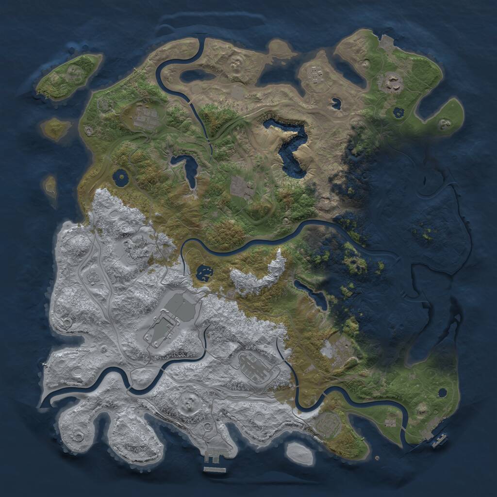 Rust Map: Procedural Map, Size: 4500, Seed: 1194569064, 16 Monuments