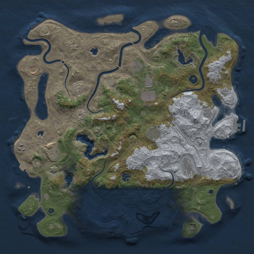 Rust Map: Procedural Map, Size: 4500, Seed: 744325, 16 Monuments