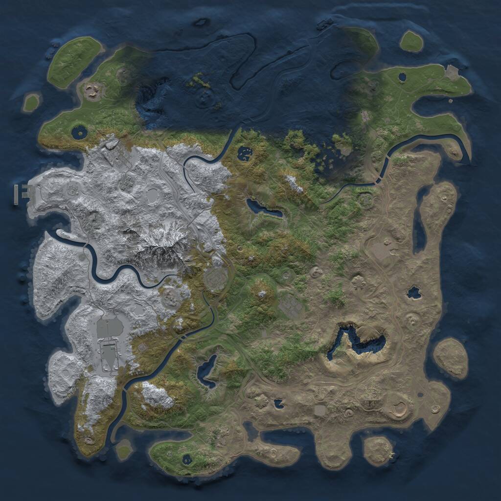 Rust Map: Procedural Map, Size: 5000, Seed: 1079663687, 17 Monuments