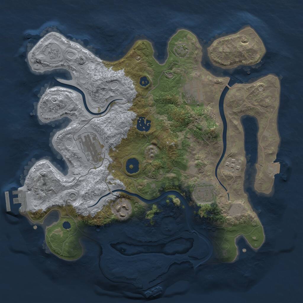 Rust Map: Procedural Map, Size: 3100, Seed: 757630, 12 Monuments