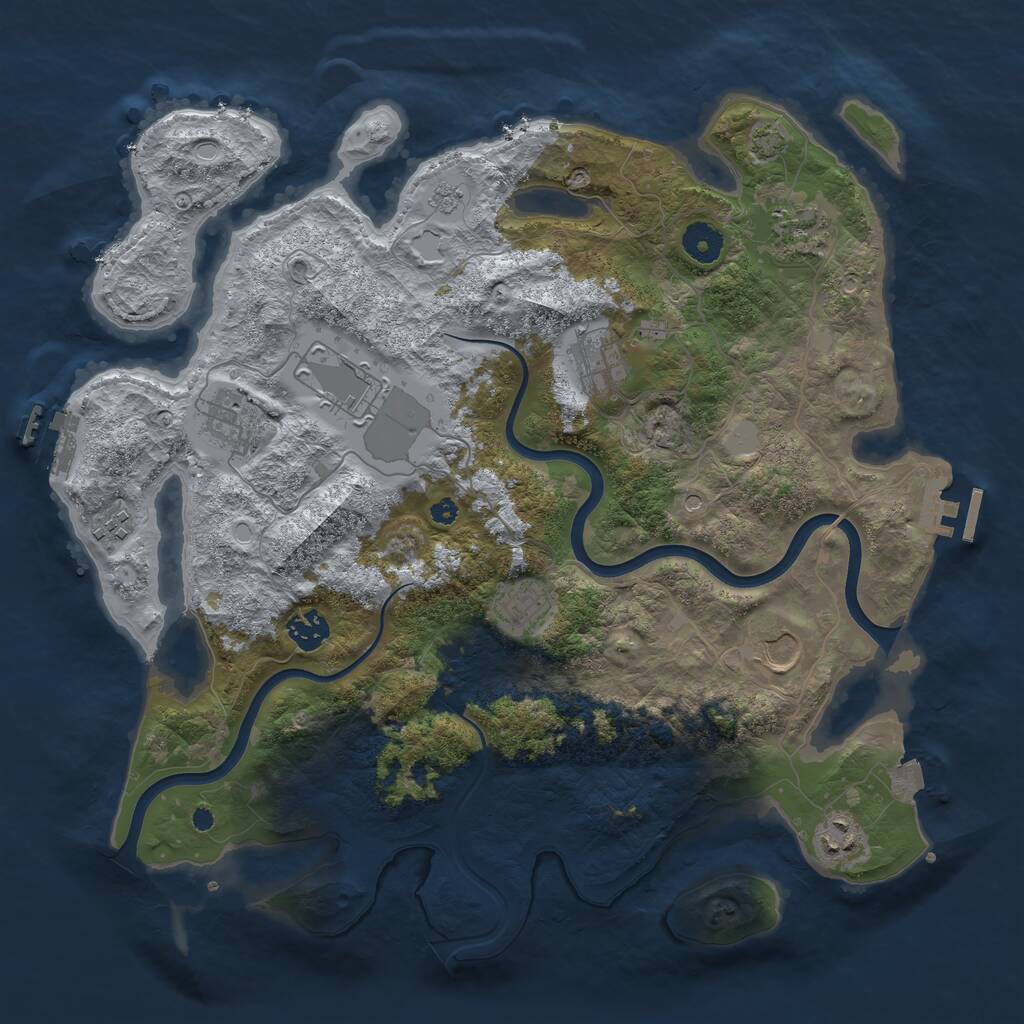 Rust Map: Procedural Map, Size: 3850, Seed: 91782459, 15 Monuments