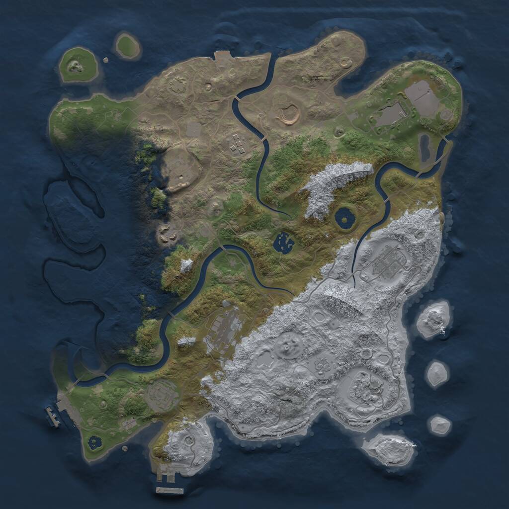 Rust Map: Procedural Map, Size: 3750, Seed: 733518119, 16 Monuments