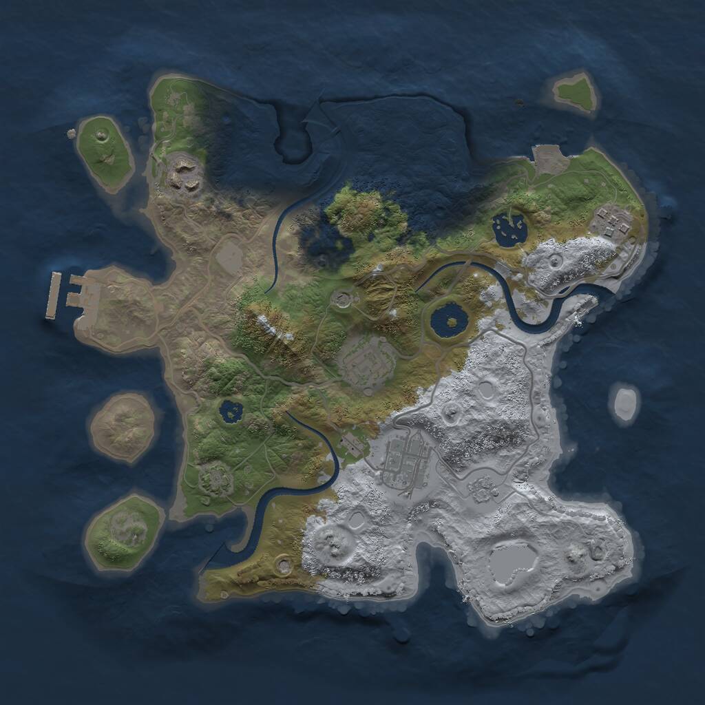 Rust Map: Procedural Map, Size: 3000, Seed: 17828, 10 Monuments