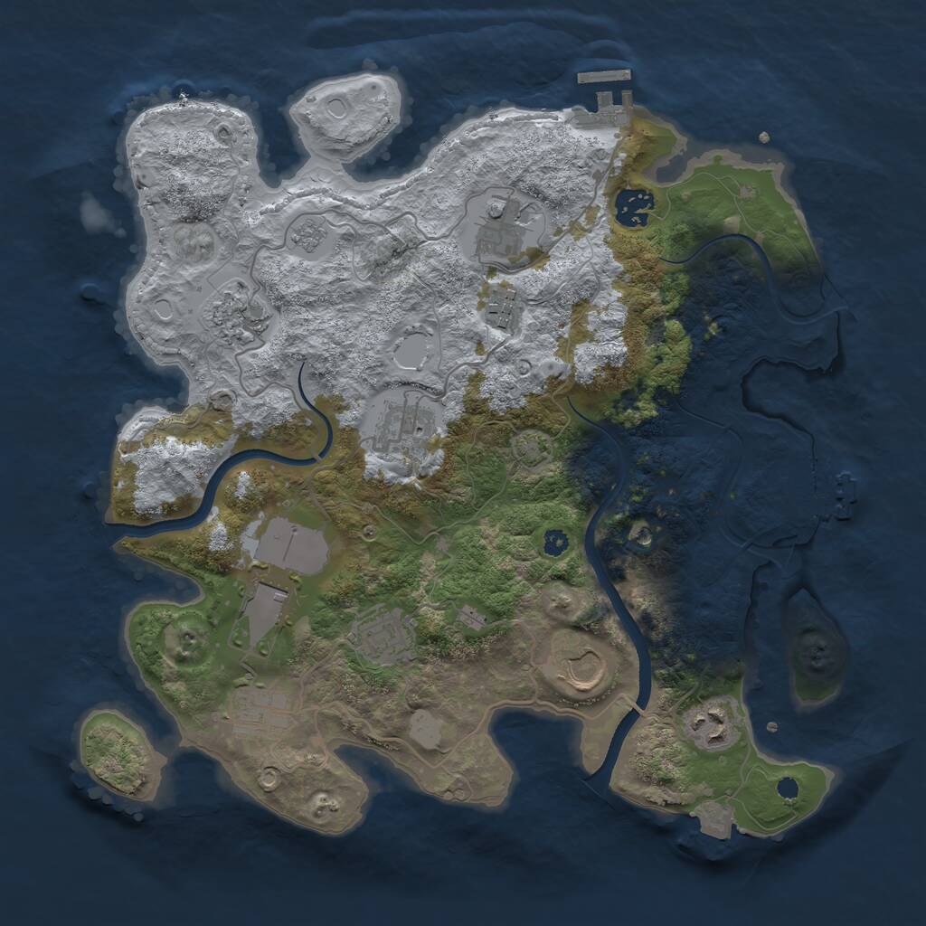 Rust Map: Procedural Map, Size: 3500, Seed: 19862741, 16 Monuments