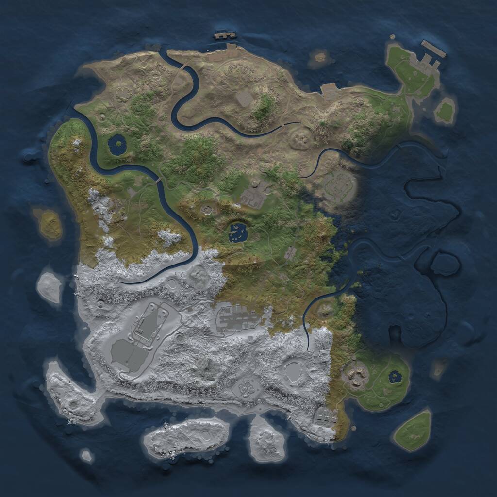 Rust Map: Procedural Map, Size: 3750, Seed: 1563471664, 14 Monuments
