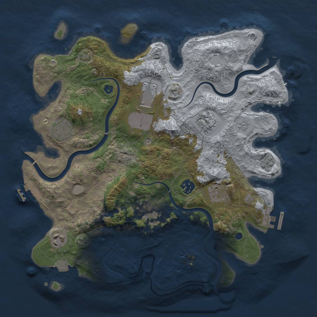 Rust Map: Procedural Map, Size: 3500, Seed: 204124203, 14 Monuments