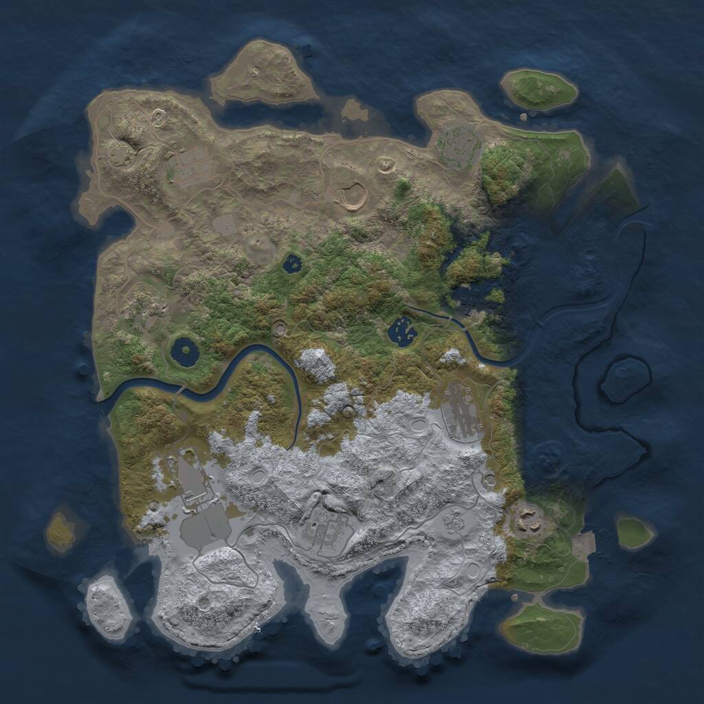 Rust Map: Procedural Map, Size: 3750, Seed: 330672581, 14 Monuments