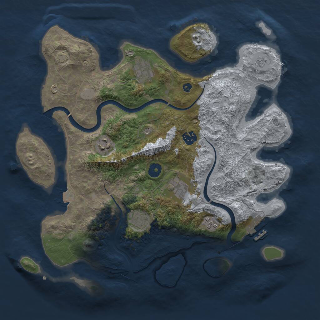 Rust Map: Procedural Map, Size: 3500, Seed: 140444, 11 Monuments