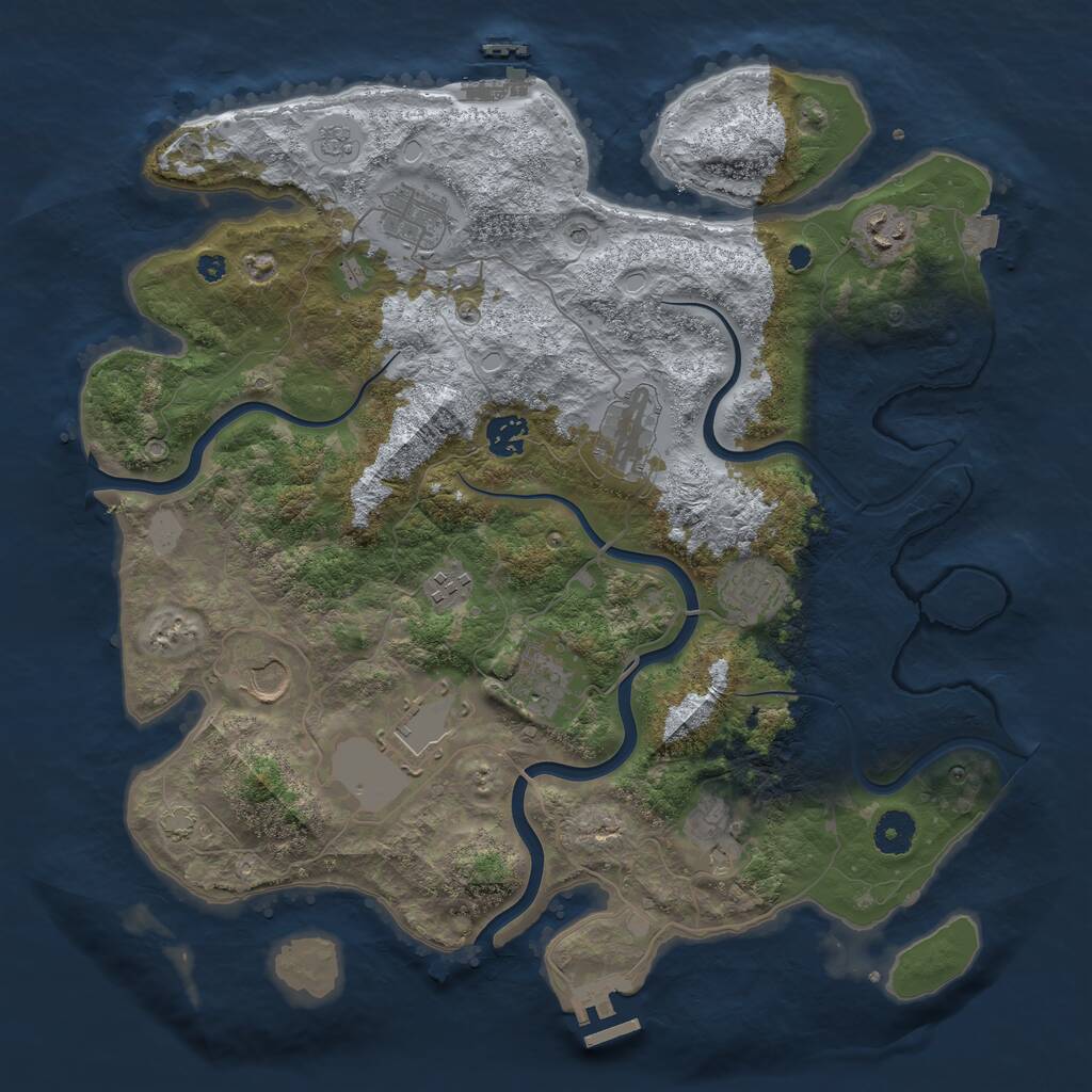 Rust Map: Procedural Map, Size: 3850, Seed: 838898, 16 Monuments