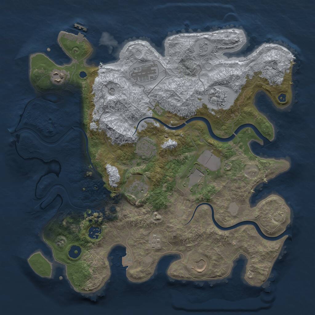 Rust Map: Procedural Map, Size: 3710, Seed: 1, 14 Monuments