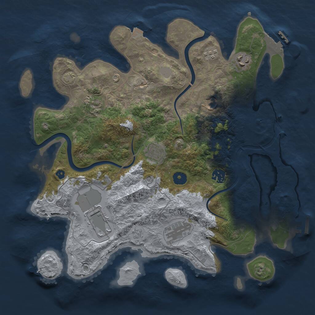 Rust Map: Procedural Map, Size: 3500, Seed: 494091372, 14 Monuments