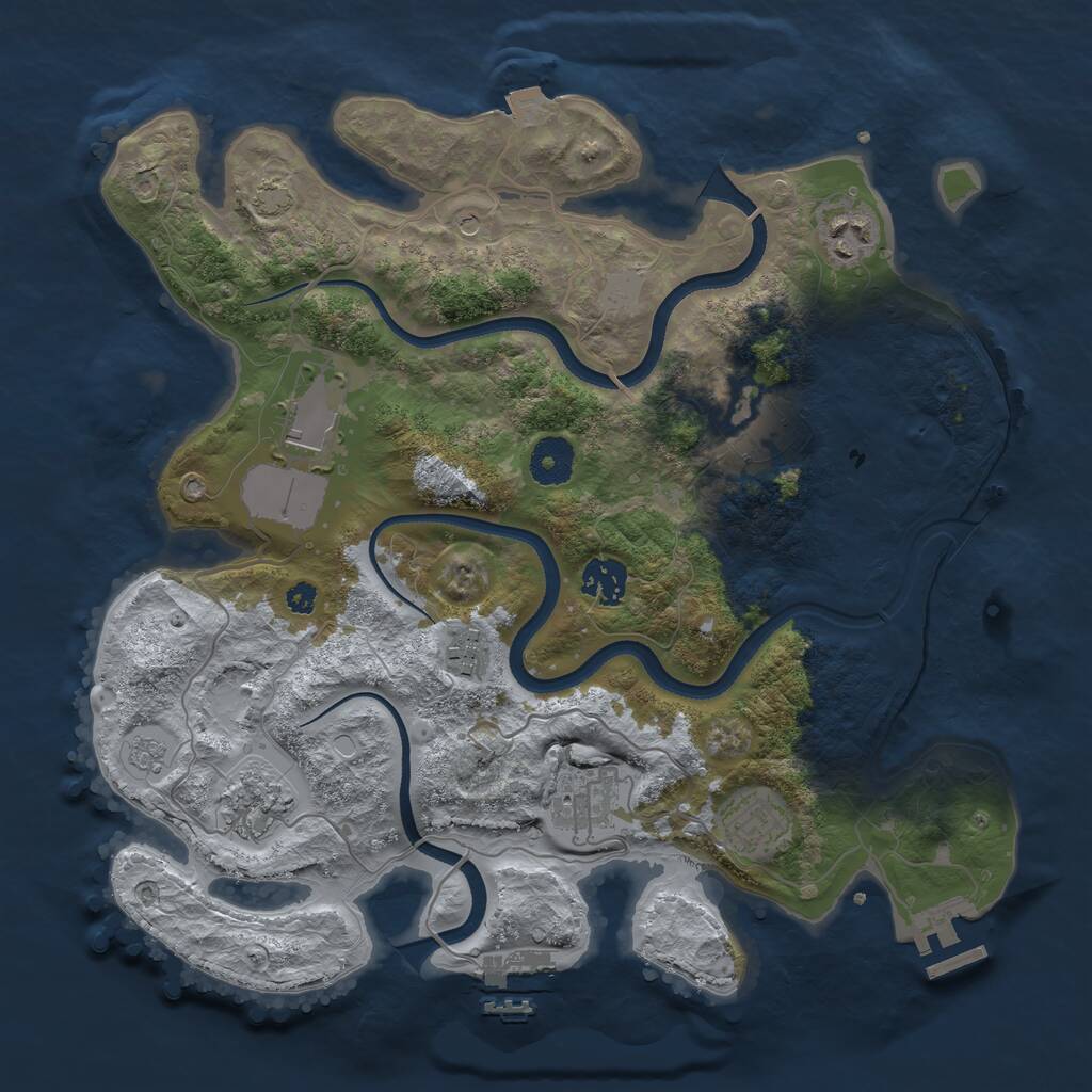 Rust Map: Procedural Map, Size: 3500, Seed: 1015073272, 14 Monuments