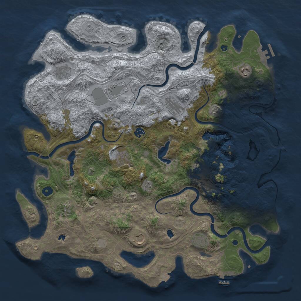 Rust Map: Procedural Map, Size: 4500, Seed: 519317, 17 Monuments