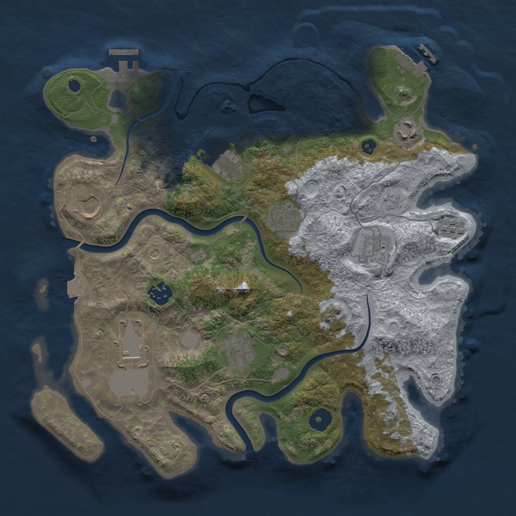 Rust Map: Procedural Map, Size: 3500, Seed: 672274, 15 Monuments