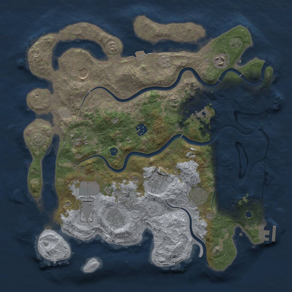 Rust Map: Procedural Map, Size: 3750, Seed: 162303339, 16 Monuments