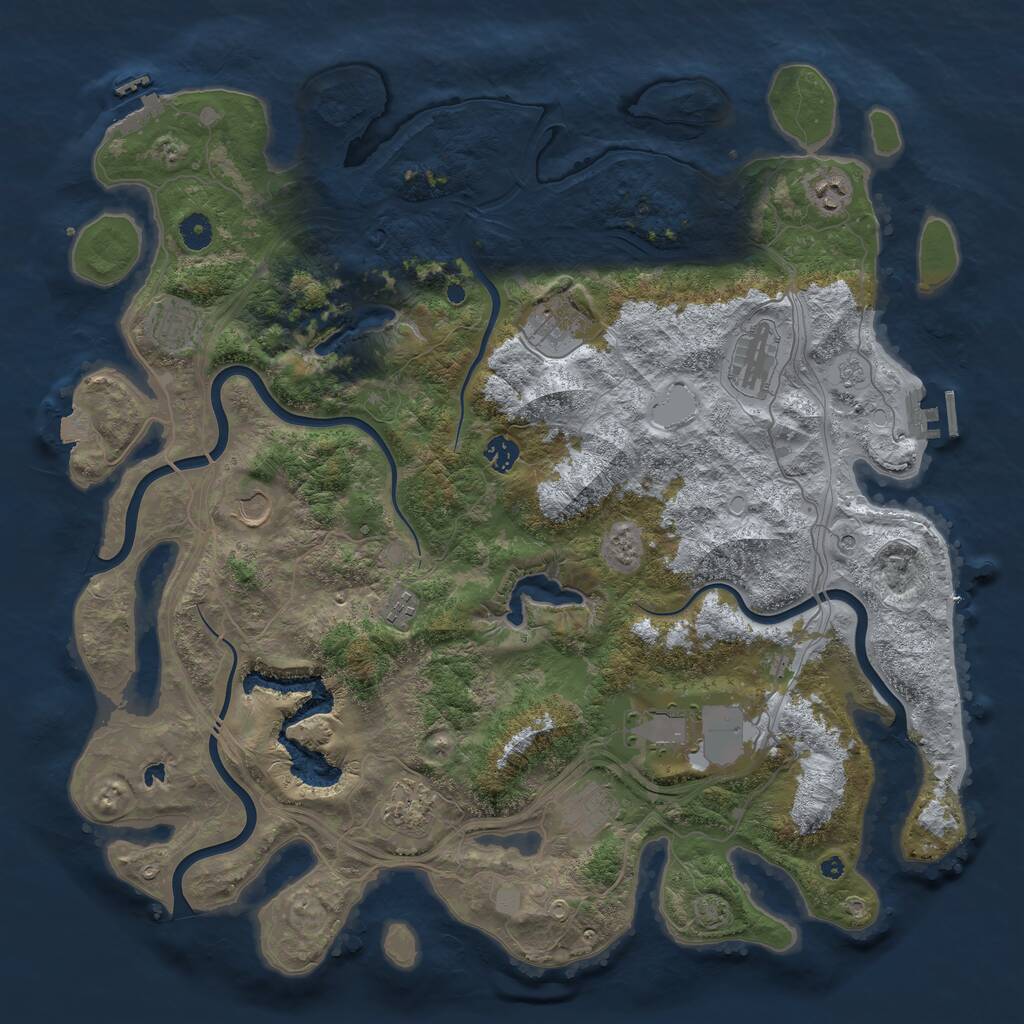 Rust Map: Procedural Map, Size: 4500, Seed: 810478, 16 Monuments