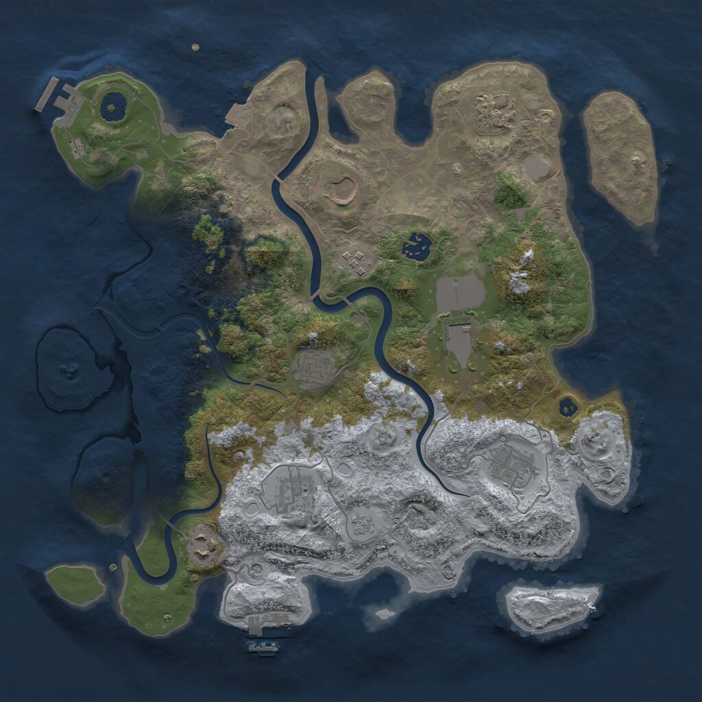 Rust Map: Procedural Map, Size: 3750, Seed: 35105785, 15 Monuments
