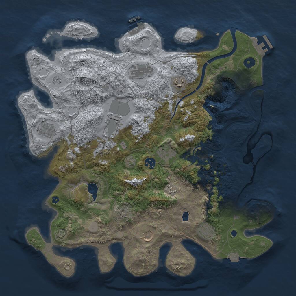 Rust Map: Procedural Map, Size: 4000, Seed: 392476, 16 Monuments