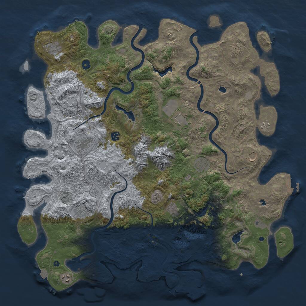 Rust Map: Procedural Map, Size: 5000, Seed: 430893, 17 Monuments