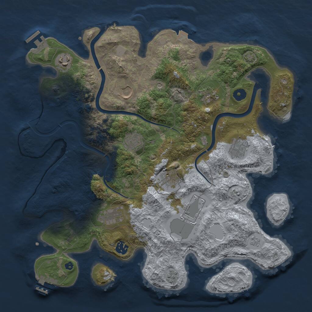 Rust Map: Procedural Map, Size: 3750, Seed: 708152071, 16 Monuments
