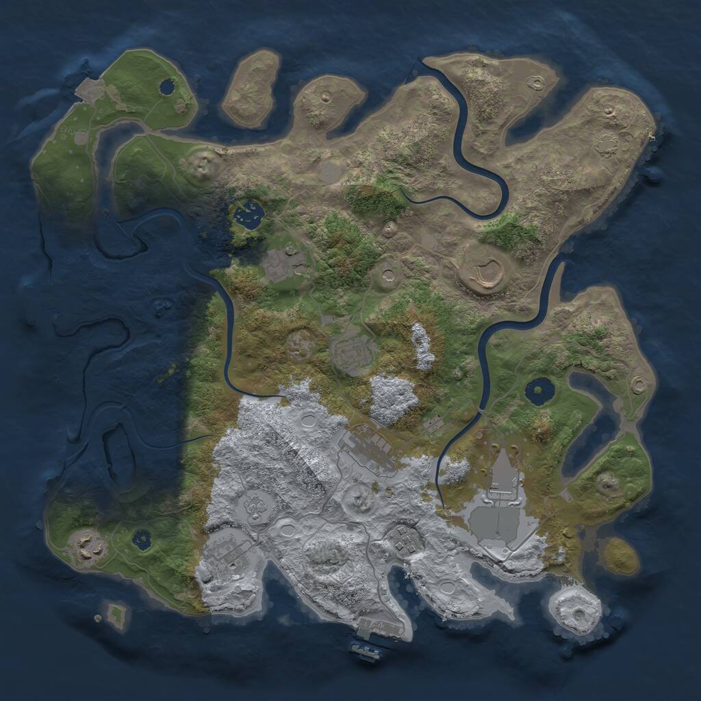 Rust Map: Procedural Map, Size: 3750, Seed: 891338870, 15 Monuments