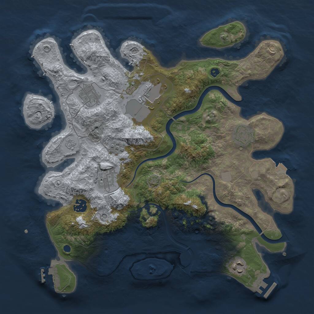 Rust Map: Procedural Map, Size: 3500, Seed: 635822, 13 Monuments