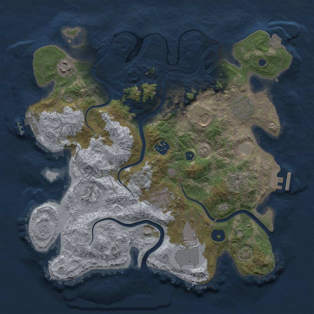 Rust Map: Procedural Map, Size: 3500, Seed: 204370, 14 Monuments
