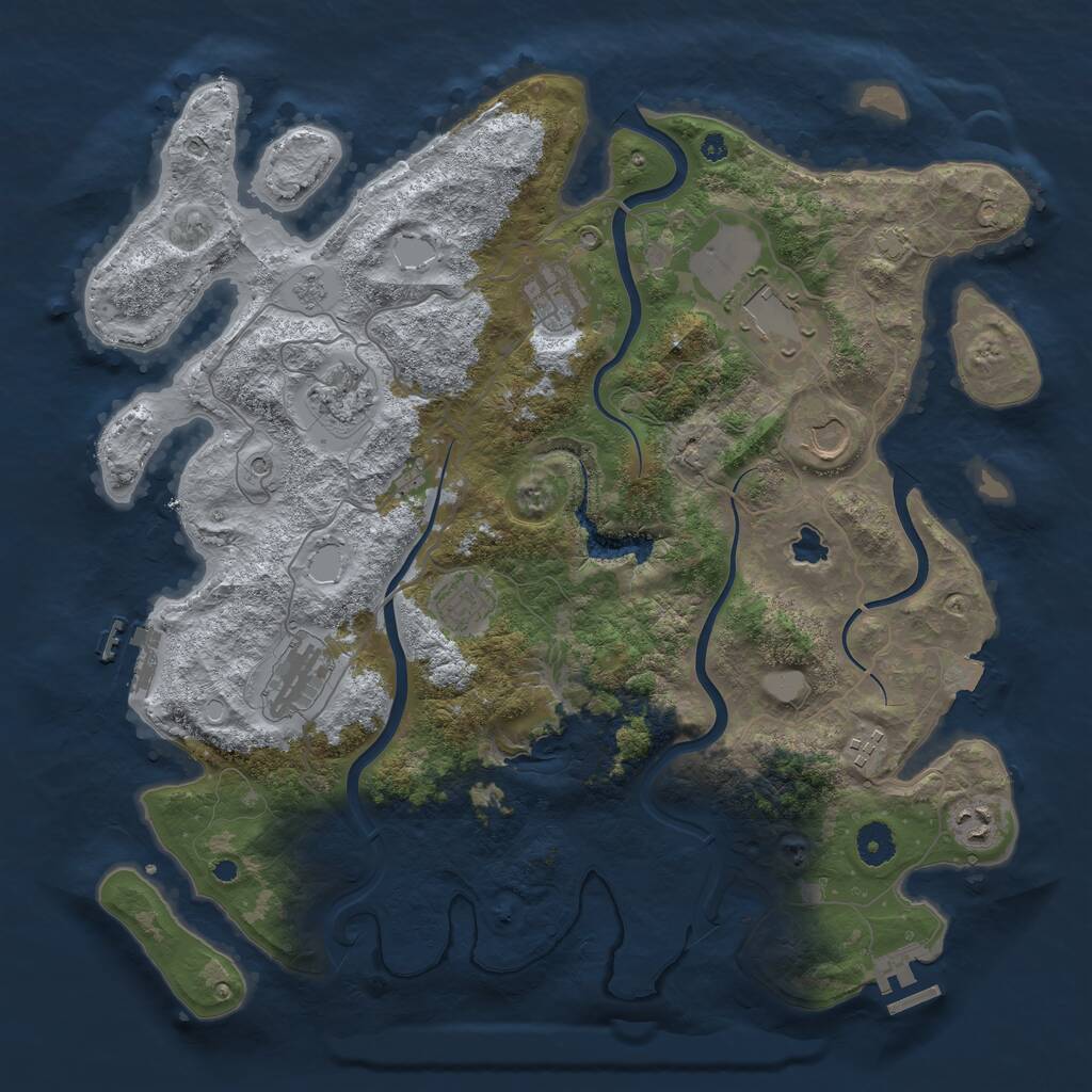 Rust Map: Procedural Map, Size: 4000, Seed: 694029, 14 Monuments