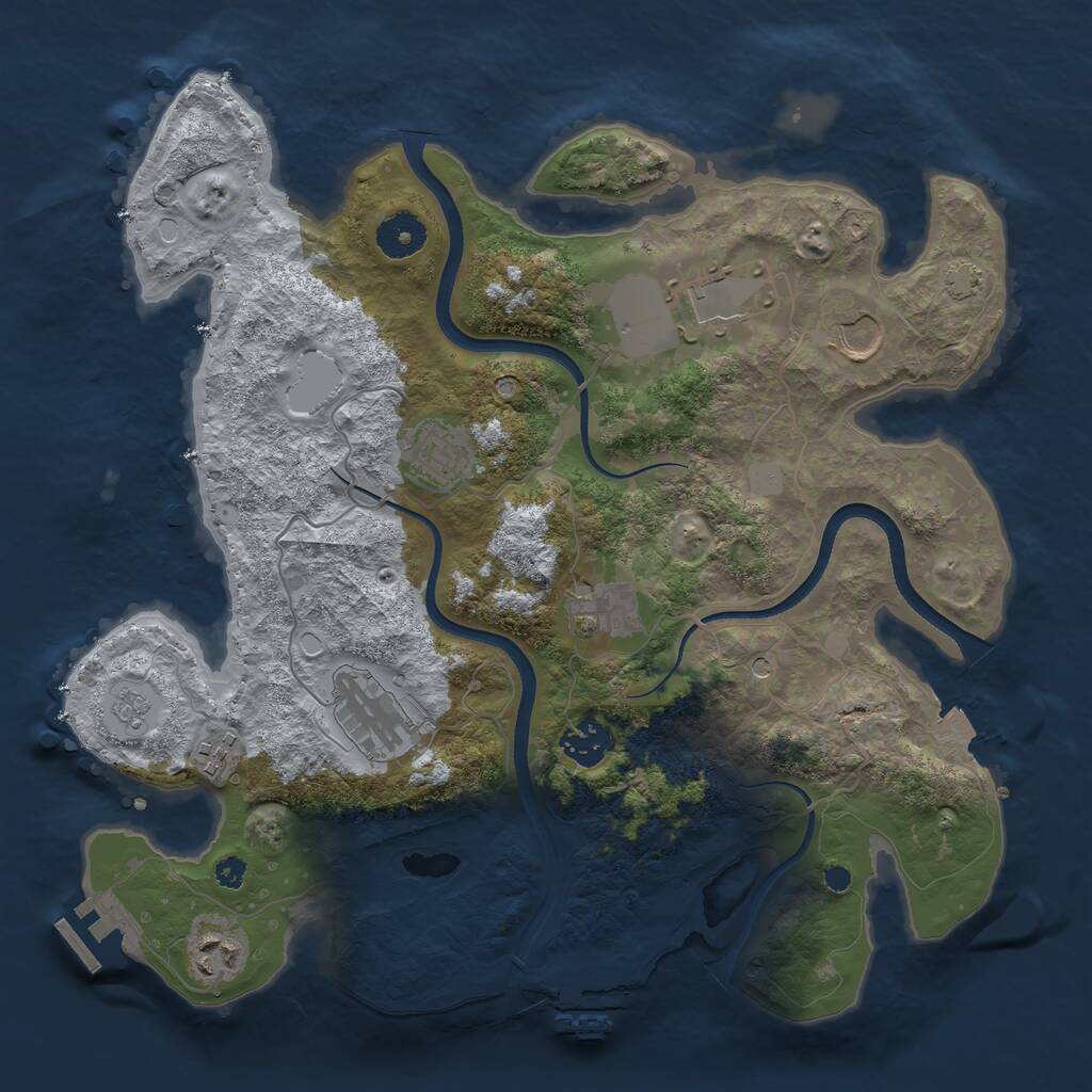Rust Map: Procedural Map, Size: 3500, Seed: 1234992309, 14 Monuments