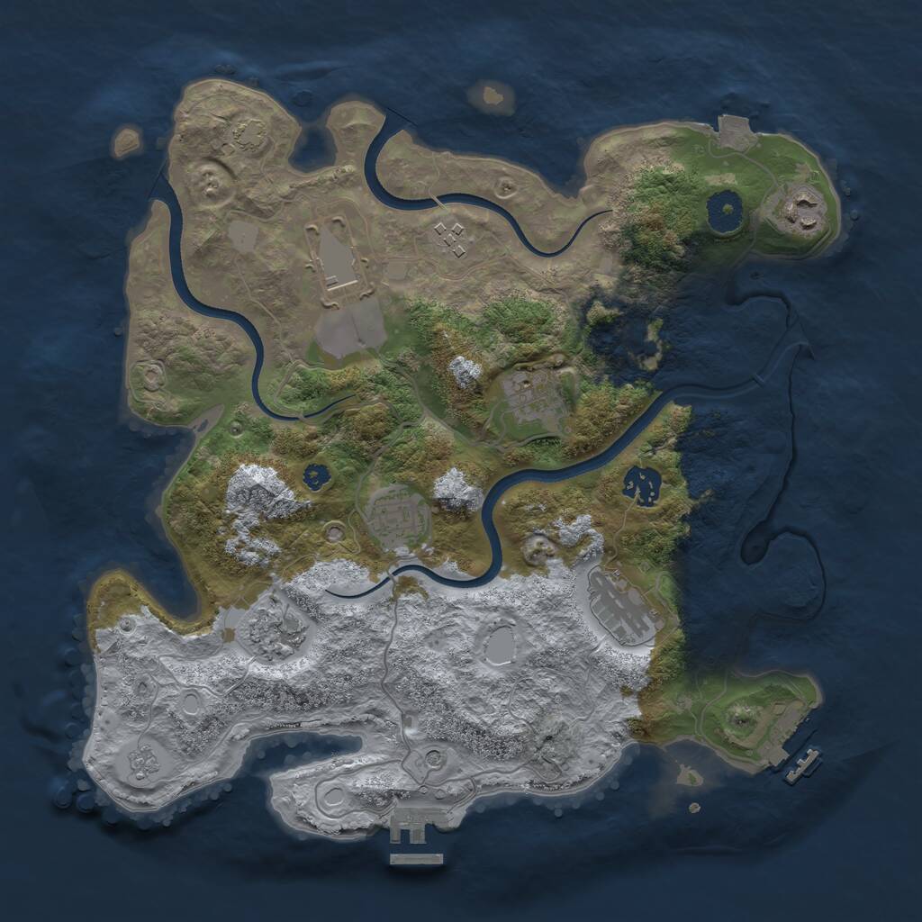Rust Map: Procedural Map, Size: 3500, Seed: 919722, 14 Monuments