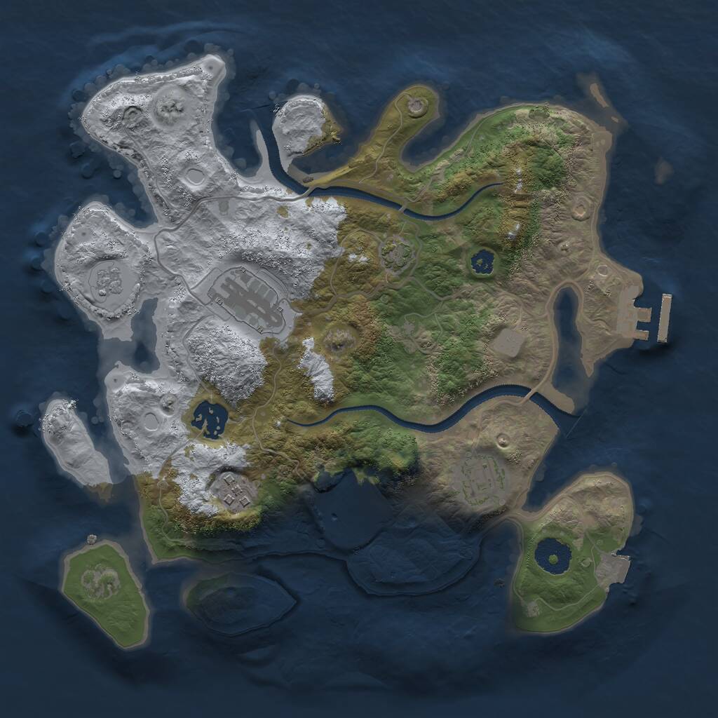 Rust Map: Procedural Map, Size: 3000, Seed: 294261, 9 Monuments